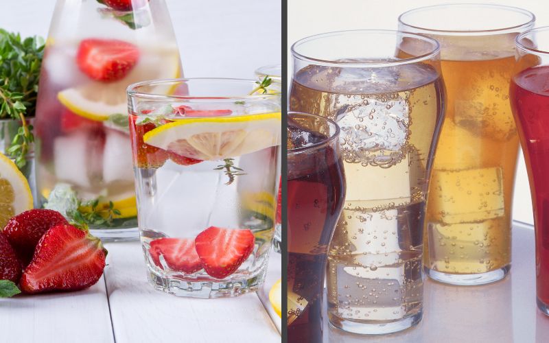 Foods to Avoid During Menopause: A Guide to Successful Weight Loss 3 A comparison between sugary beverages and healthy alternatives like water infused with fruits : Foods to avoid during menopause